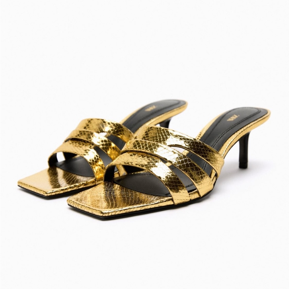 Zara metallic gold heels